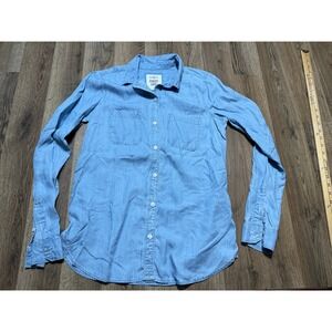 SO Perfect Shirt Women Small Light Blue Adult Relaxed Lyocell Button Up
